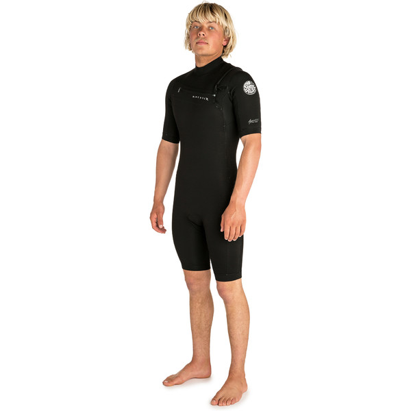 Rip Curl Mens Aggrolite Mm Chest Zip Spring Shorty Wetsuit Black